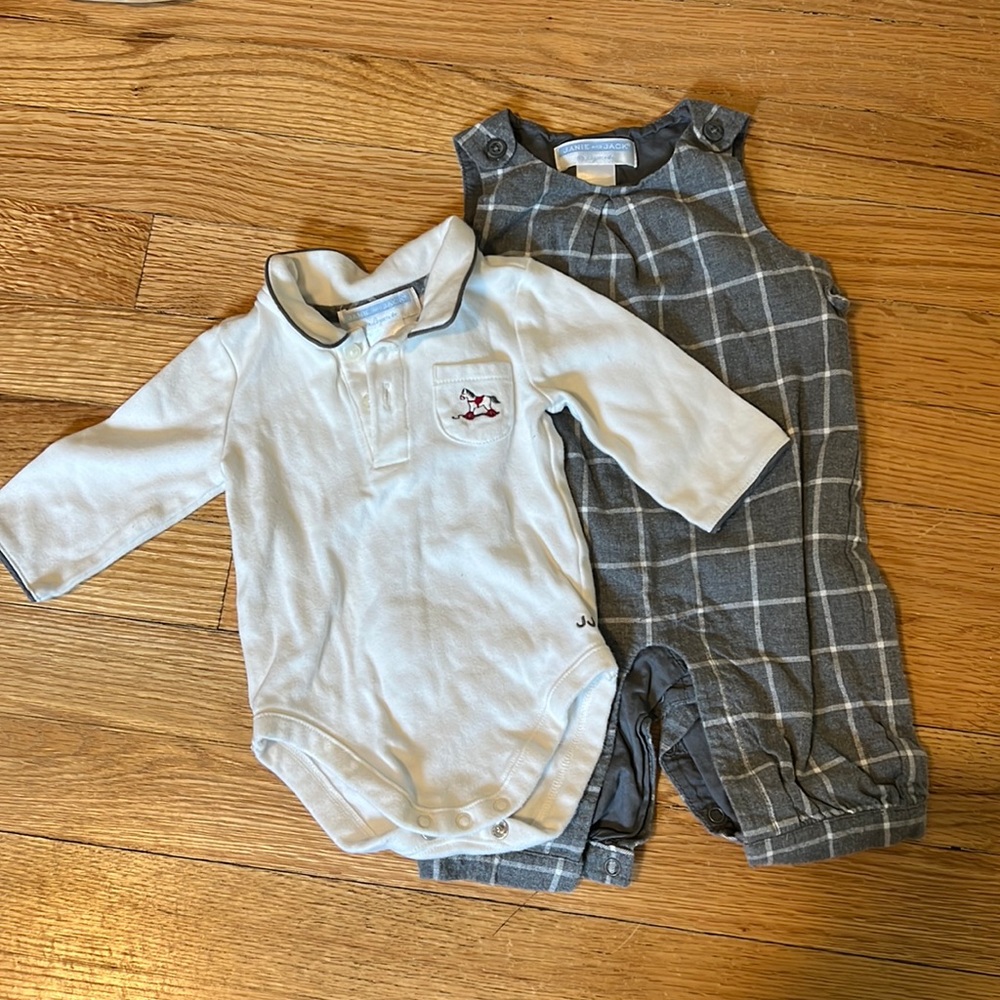 Janie and Jack matching romper and onesie set
